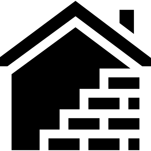 Simple black house icon with bricks.