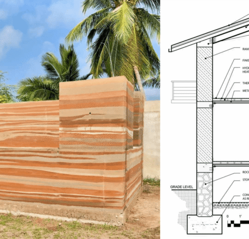 Earth wall construction with design section illustration