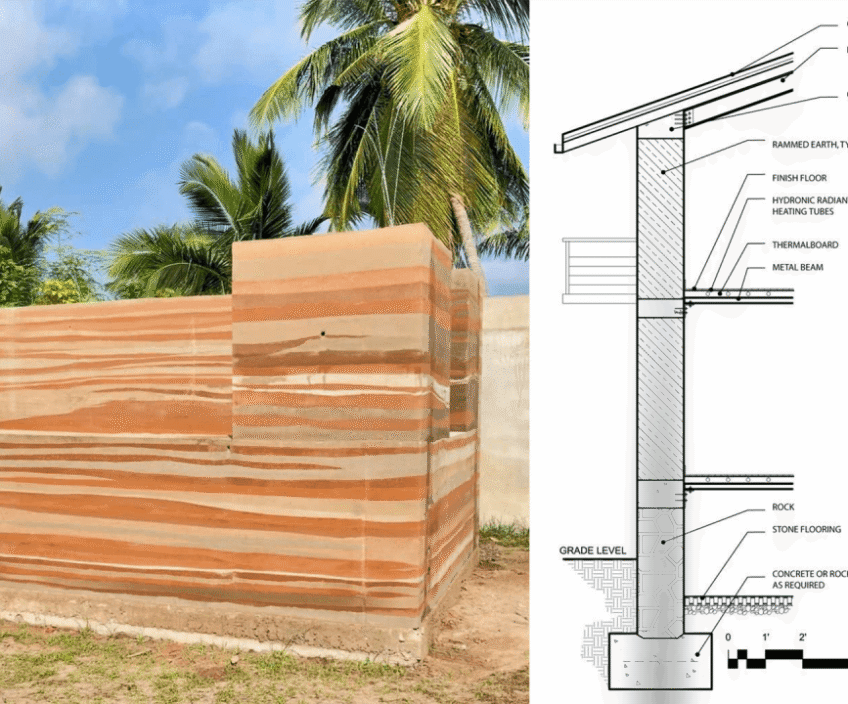 Earth wall construction with design section illustration