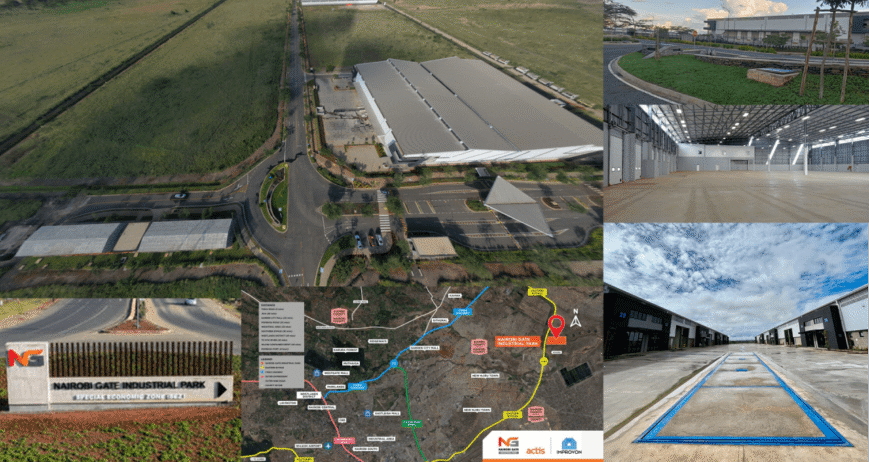 Nairobi Gate Industrial Park Overview Aerial view of Nairobi Gate Industrial Park with buildings and roads.