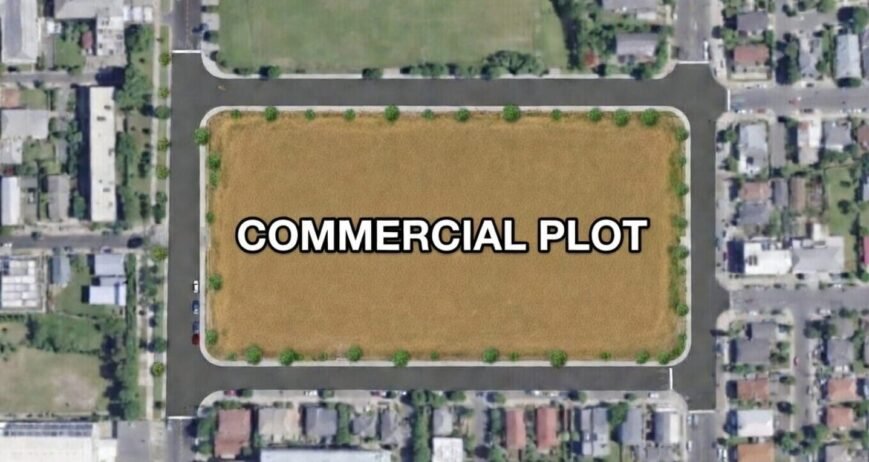Commercial Plot Aerial view of a commercial plot of land.