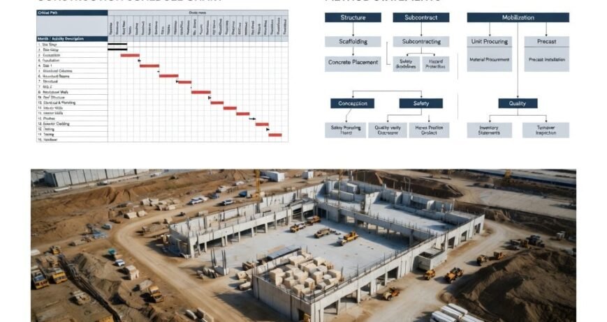 Construction Schedule Chart Method Statements Construction schedule chart and method statements on site.
