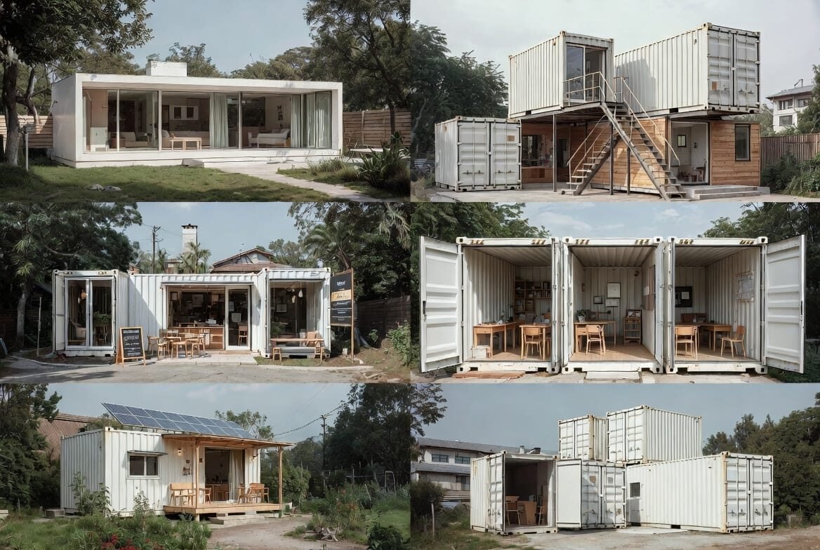 Innovative container homes showcasing modern architectural designs.