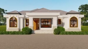 A contemporary house with large windows and inviting entrance.