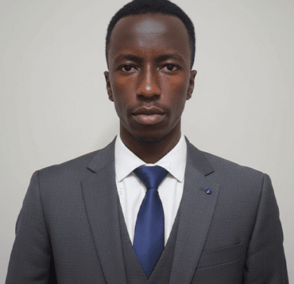 Professional Man Suit A professional man in a grey suit and blue tie.
